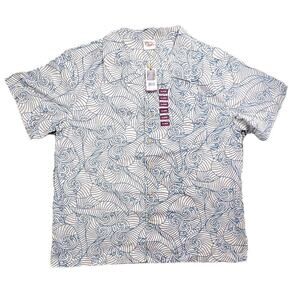 Barefoot in Paradise Men's Blue Wave Hawaiian Button Down Shirt Size XL  New